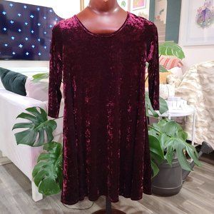 HONEYME Crushed Velvet Dress in Red